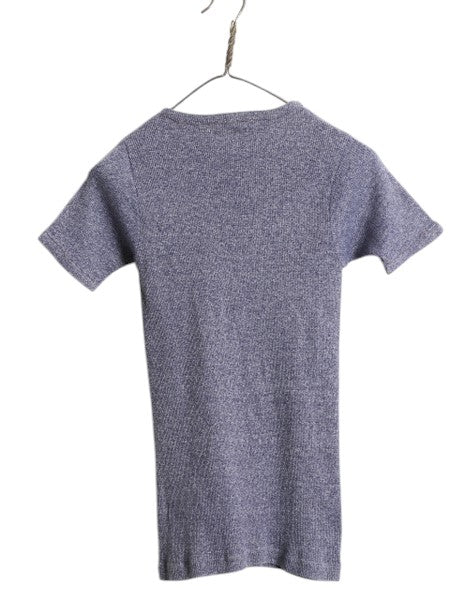70s クルーネック リブ編み カットソー メンズ XS レディース S 程/ ヴィンテージ ストレッチ 半袖 Tシャツ ニット 無地 シンプル トップス