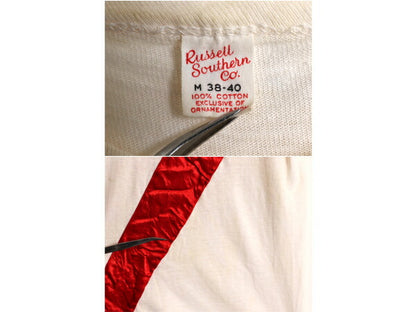 60s USA製 ラッセル サザン 半袖 Tシャツ M メンズ S ヴィンテージ 100% コットン カレッジ ワッペン ライン入り 一点物 シングルステッチ