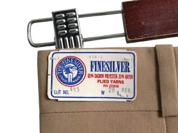デッドストック 60s 70s USA製 FINESILVER スラックス パンツ 28 / 新品 ヴィンテージ ワーク ストレート チノパン チノ レーヨン ベージュ