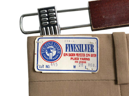 デッドストック 60s 70s USA製 FINESILVER スラックス パンツ 28 / 新品 ヴィンテージ ワーク ストレート チノパン チノ レーヨン ベージュ