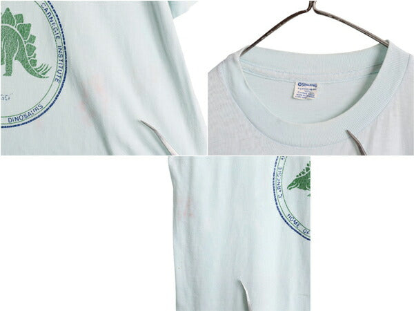 80s 恐竜 イラスト プリント 半袖 Tシャツ XL / 古着 ヴィンテージ アート グラフィック シングルステッチ タイダイ 大きいサイズ SPALDING