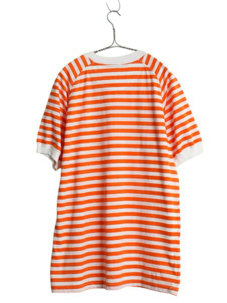 デッドストック 90s Basic Essentials ボーダー 半袖 Tシャツ メンズ M 大きめ L 程 新品 オールド カットソー ゆったり ツートン ラグラン