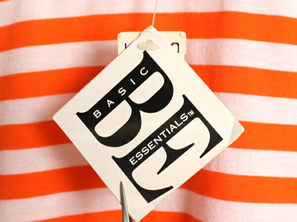 デッドストック 90s Basic Essentials ボーダー 半袖 Tシャツ メンズ M 大きめ L 程 新品 オールド カットソー ゆったり ツートン ラグラン