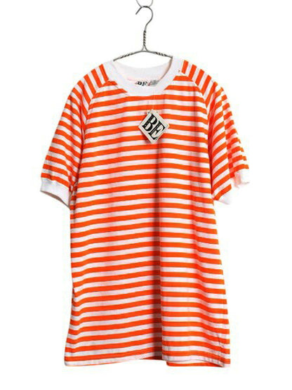 デッドストック 90s Basic Essentials ボーダー 半袖 Tシャツ メンズ M 大きめ L 程 新品 オールド カットソー ゆったり ツートン ラグラン