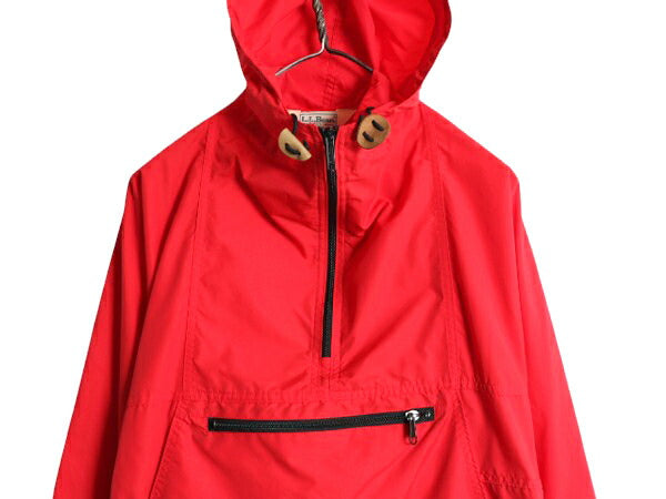 80s USA製 エルエルビーン ナイロン アノラック パーカー ジャケット レディース S ヴィンテージ LLBEAN WOOLRICH プルオーバー マンパ 赤