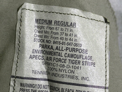 デッドストック 米軍実物 APECS デジタル タイガーカモ 迷彩 ゴアテックス ジャケット MEDIUM SHORT 新品 軍物 08年 ミリタリー USAF ABU