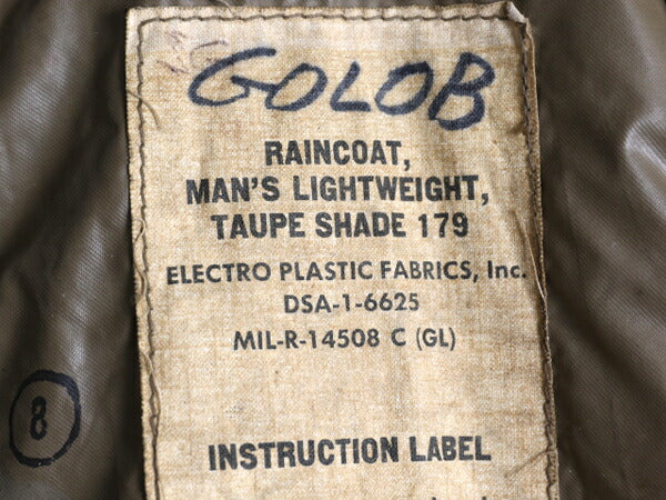 60s 61年製 米軍実物 US ARMY TAUPE ライトウェイト ナイロン レイン コート メンズ S 程/ 軍物 ヴィンテージ ミリタリー トレンチコート