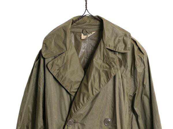 60s 61年製 米軍実物 US ARMY TAUPE ライトウェイト ナイロン レイン コート メンズ S 程/ 軍物 ヴィンテージ ミリタリー トレンチコート