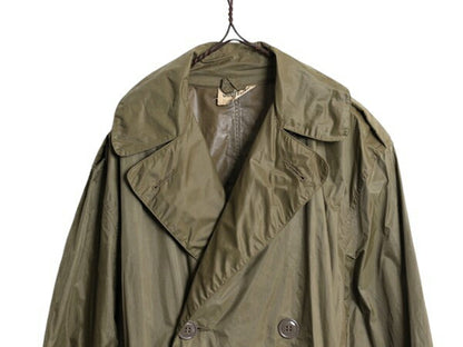 60s 61年製 米軍実物 US ARMY TAUPE ライトウェイト ナイロン レイン コート メンズ S 程/ 軍物 ヴィンテージ ミリタリー トレンチコート