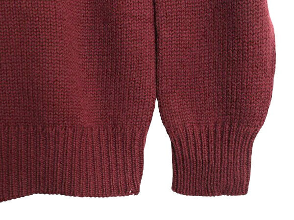 70s ウールリッチ ウール ニット セーター メンズ XL 旧タグ ヴィンテージ Woolrich 白タグ クルーネック 無地 エンジ リブ編み チャンキー
