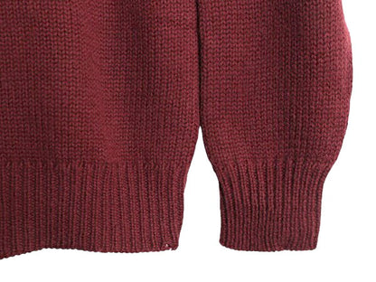 70s ウールリッチ ウール ニット セーター メンズ XL 旧タグ ヴィンテージ Woolrich 白タグ クルーネック 無地 エンジ リブ編み チャンキー