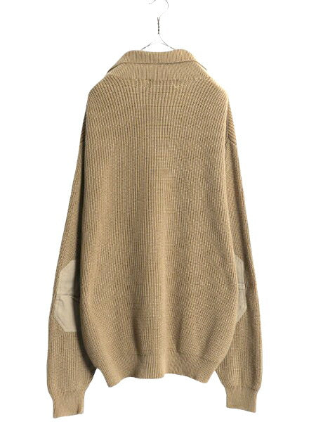 00s オービス ショールカラー コットン ニット セーター メンズ XL オールド ORVIS リブ編み ハンティング エルボーパッチ アウトドア 無地