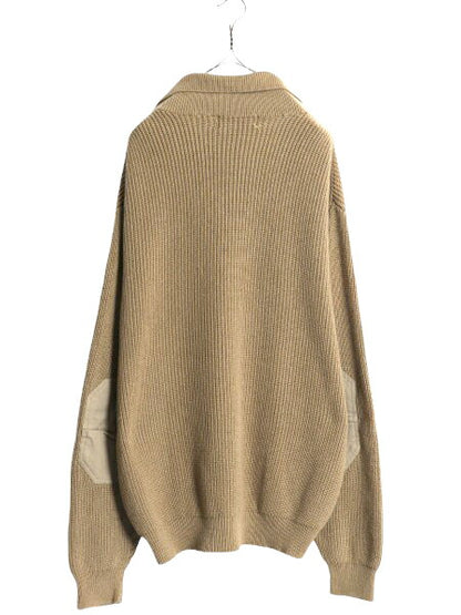 00s オービス ショールカラー コットン ニット セーター メンズ XL オールド ORVIS リブ編み ハンティング エルボーパッチ アウトドア 無地