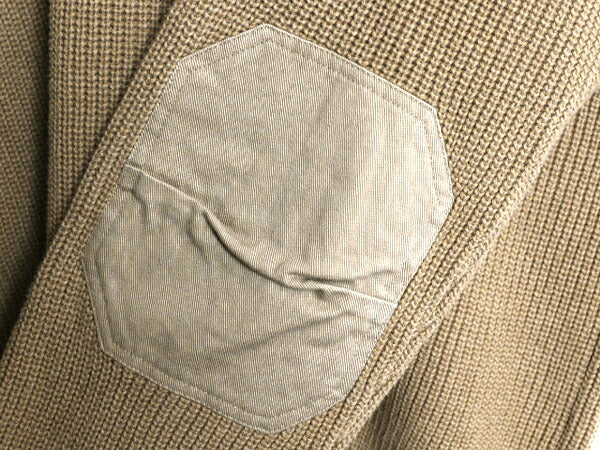 00s オービス ショールカラー コットン ニット セーター メンズ XL オールド ORVIS リブ編み ハンティング エルボーパッチ アウトドア 無地