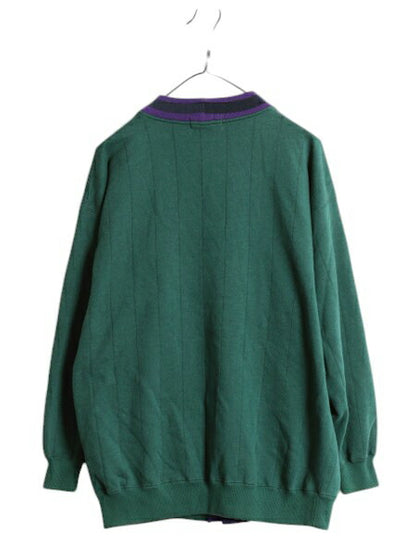 90s OLD GAP SPORT スウェット カーディガン メンズ M / オールド ギャップ スエット 裏起毛 チルデン タイプ 前開き 重ね着 ポケット付き