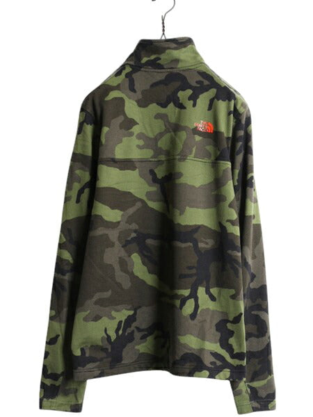 ノースフェイス 迷彩 ハーフジップ ストレッチ 長袖 Tシャツ メンズ S 古着 裏起毛 フリース The North Face ロンT ジャージ プルオーバー