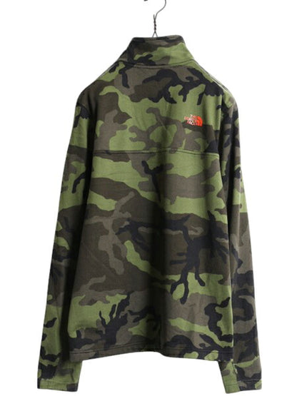 ノースフェイス 迷彩 ハーフジップ ストレッチ 長袖 Tシャツ メンズ S 古着 裏起毛 フリース The North Face ロンT ジャージ プルオーバー