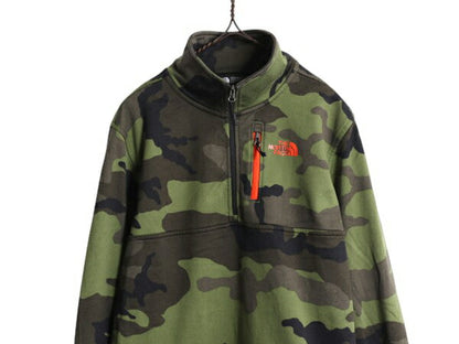 ノースフェイス 迷彩 ハーフジップ ストレッチ 長袖 Tシャツ メンズ S 古着 裏起毛 フリース The North Face ロンT ジャージ プルオーバー