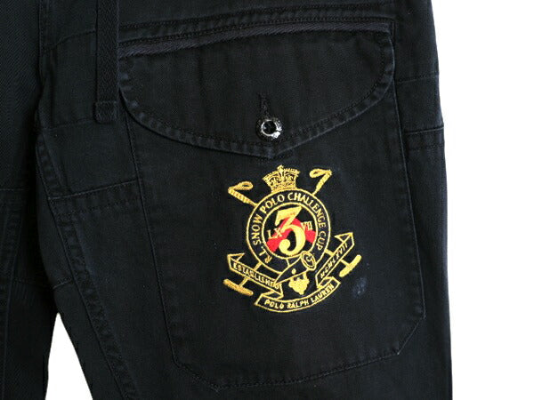 ヴィンテージ加工 90s ポロ ラルフローレン イギリス軍 タイプ コットン チノ カーゴ パンツ メンズ 実寸 36 32 ミリタリー ストレート 黒