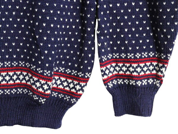 80s ノルウェー製 エルエルビーン ノルディック ウール ニット セーター L 古着 80年代 ヴィンテージ LLBEAN バーズアイ フェアアイル 総柄