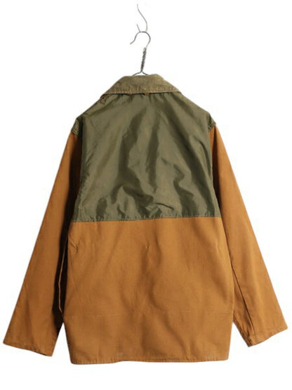 70s SAFTBAK ブラウン ダック ハンティング ジャケット メンズ M 古着 ヴィンテージ アウトドア シューティング ナイロン切替 カバーオール