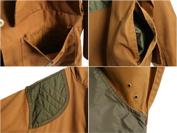 70s SAFTBAK ブラウン ダック ハンティング ジャケット メンズ M 古着 ヴィンテージ アウトドア シューティング ナイロン切替 カバーオール