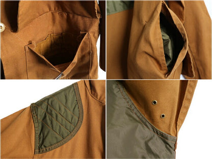 70s SAFTBAK ブラウン ダック ハンティング ジャケット メンズ M 古着 ヴィンテージ アウトドア シューティング ナイロン切替 カバーオール