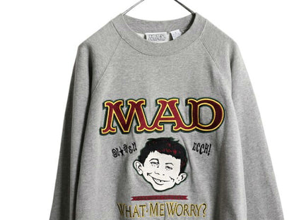 90s MAD マガジン キャラクター イラスト 刺繍 スウェット メンズ レディース M / オールド トレーナー 企業物 当時物 アート オフィシャル