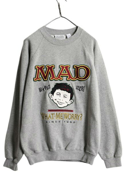 90s MAD マガジン キャラクター イラスト 刺繍 スウェット メンズ レディース M / オールド トレーナー 企業物 当時物 アート オフィシャル