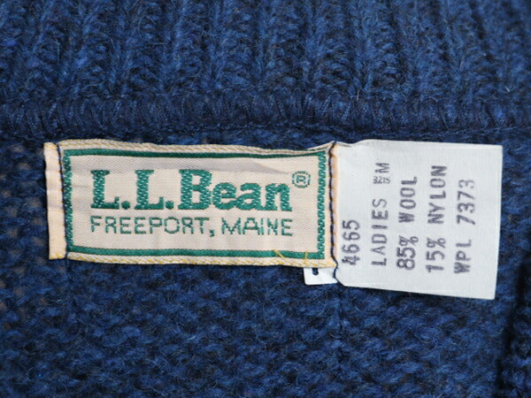 80s USA製 エルエルビーン ウール ニット セーター レディース M 80年代 ヴィンテージ LLBEAN クルーネック 無地 旧タグ アウトドア ブルー