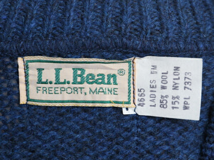 80s USA製 エルエルビーン ウール ニット セーター レディース M 80年代 ヴィンテージ LLBEAN クルーネック 無地 旧タグ アウトドア ブルー