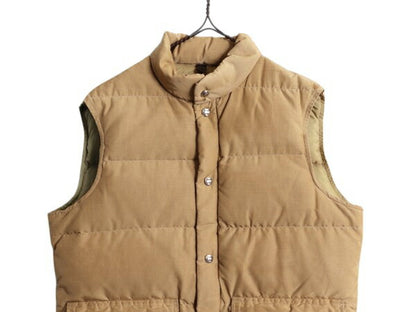 70s ウールリッチ ダウン ベスト メンズ M 程 古着 Woolrich 70年代 ヴィンテージ アウトドア 重ね着 60/40 クロス ハイネック フルジップ