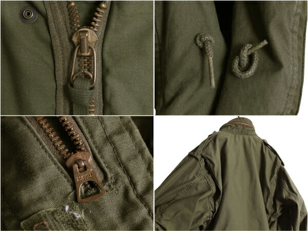 70s ALPHA 社製 米軍実物 US ARMY M-65 フィールド ジャケット MEDIUM SHORT 74年製 ヴィンテージ ミリタリー 軍物 3rd ブラス M65 カーキ