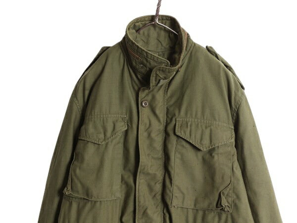 70s ALPHA 社製 米軍実物 US ARMY M-65 フィールド ジャケット MEDIUM SHORT 74年製 ヴィンテージ ミリタリー 軍物 3rd ブラス M65 カーキ