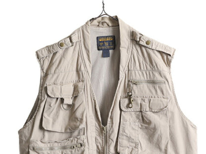 90s ウールリッチ サファリ ベスト メンズ XL / 90年代 オールド Woolrich フルジップ ハンティング 大きいサイズ アウトドア フィッシング