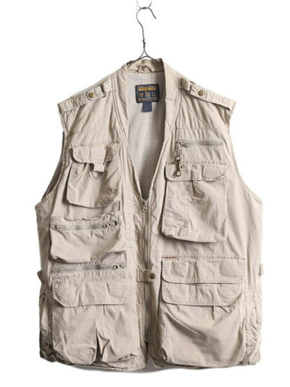90s ウールリッチ サファリ ベスト メンズ XL / 90年代 オールド Woolrich フルジップ ハンティング 大きいサイズ アウトドア フィッシング
