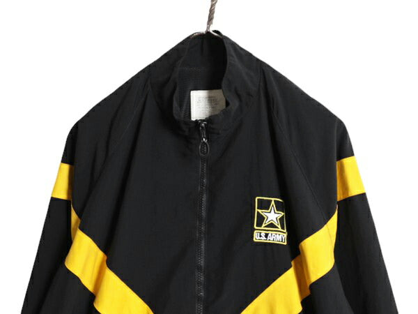 14年製 米軍実物 US ARMY ナイロン トレーニング ジャケット MEDIUM SHORT 古着 ミリタリー 軍物 APFU ジャンパー アーミー ブルゾン 黒