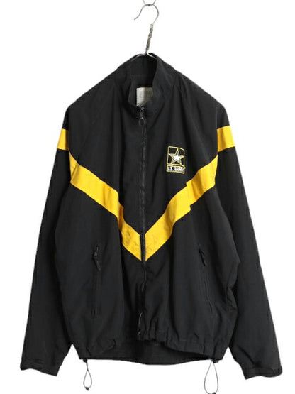 14年製 米軍実物 US ARMY ナイロン トレーニング ジャケット MEDIUM SHORT 古着 ミリタリー 軍物 APFU ジャンパー アーミー ブルゾン 黒