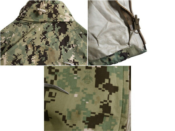 17年製 米軍実物 US NAVY デジタル ウッドランドカモ 迷彩 ゴアテックス ジャケット MEDIUM LONG / AOR2 ECWCS ミリタリー ブルゾン NWU