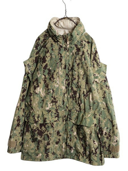 17年製 米軍実物 US NAVY デジタル ウッドランドカモ 迷彩 ゴアテックス ジャケット MEDIUM LONG / AOR2 ECWCS ミリタリー ブルゾン NWU