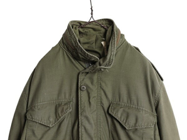 80s ALPHA 社製 米軍実物 US ARMY M-65 フィールド ジャケット MEDIUM REGULAR 古着 ミリタリー ヴィンテージ 3rd アルミジップ 軍物 M65