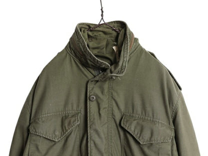 80s ALPHA 社製 米軍実物 US ARMY M-65 フィールド ジャケット MEDIUM REGULAR 古着 ミリタリー ヴィンテージ 3rd アルミジップ 軍物 M65