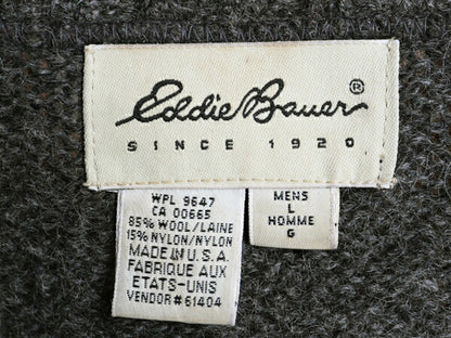 90s USA製 エディーバウアー Vネック 二ット セーター メンズ L / 古着 Eddie Bauer 90年代 オールド ウール ノルディック ミドルゲージ 灰