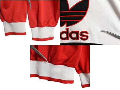 80s アディダス トレフォイル ロゴ 刺繍 ジャージ スウェット メンズ L 程/ ヴィンテージ ADIDAS 裏起毛 トレーナー クルーネック トリコ