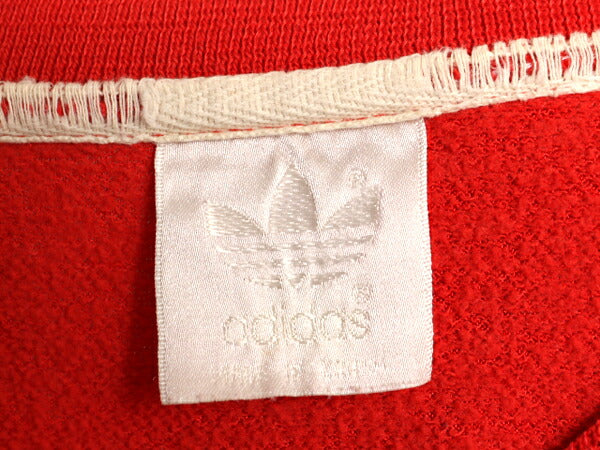 80s アディダス トレフォイル ロゴ 刺繍 ジャージ スウェット メンズ L 程/ ヴィンテージ ADIDAS 裏起毛 トレーナー クルーネック トリコ