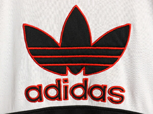 80s アディダス トレフォイル ロゴ 刺繍 ジャージ スウェット メンズ L 程/ ヴィンテージ ADIDAS 裏起毛 トレーナー クルーネック トリコ