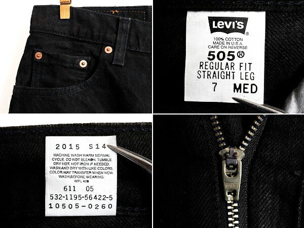タグ付き 新品 デッドストック 90s USA製 Levis 505 ブラック デニム パンツ レディース S 程/ リーバイス ジーンズ ジーパン ストレート g