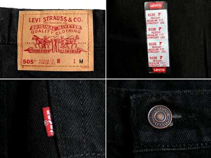 タグ付き 新品 デッドストック 90s USA製 Levis 505 ブラック デニム パンツ レディース S 程/ リーバイス ジーンズ ジーパン ストレート g