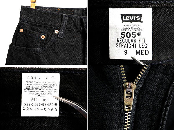 タグ付き 新品 デッドストック 90s USA製 Levis 505 ブラック デニム パンツ レディース S 程/ リーバイス ジーンズ ジーパン ストレート J