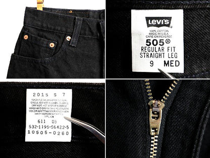 タグ付き 新品 デッドストック 90s USA製 Levis 505 ブラック デニム パンツ レディース S 程/ リーバイス ジーンズ ジーパン ストレート J